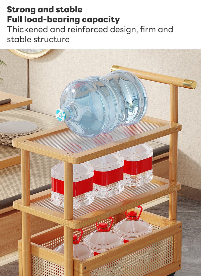 شاربدو طاولة جانبية للأريكة بعجلات، طاولة قهوة لغرفة المعيشة مع رف عربة، خزانة جانبية 30*50*83 سم - Image 4