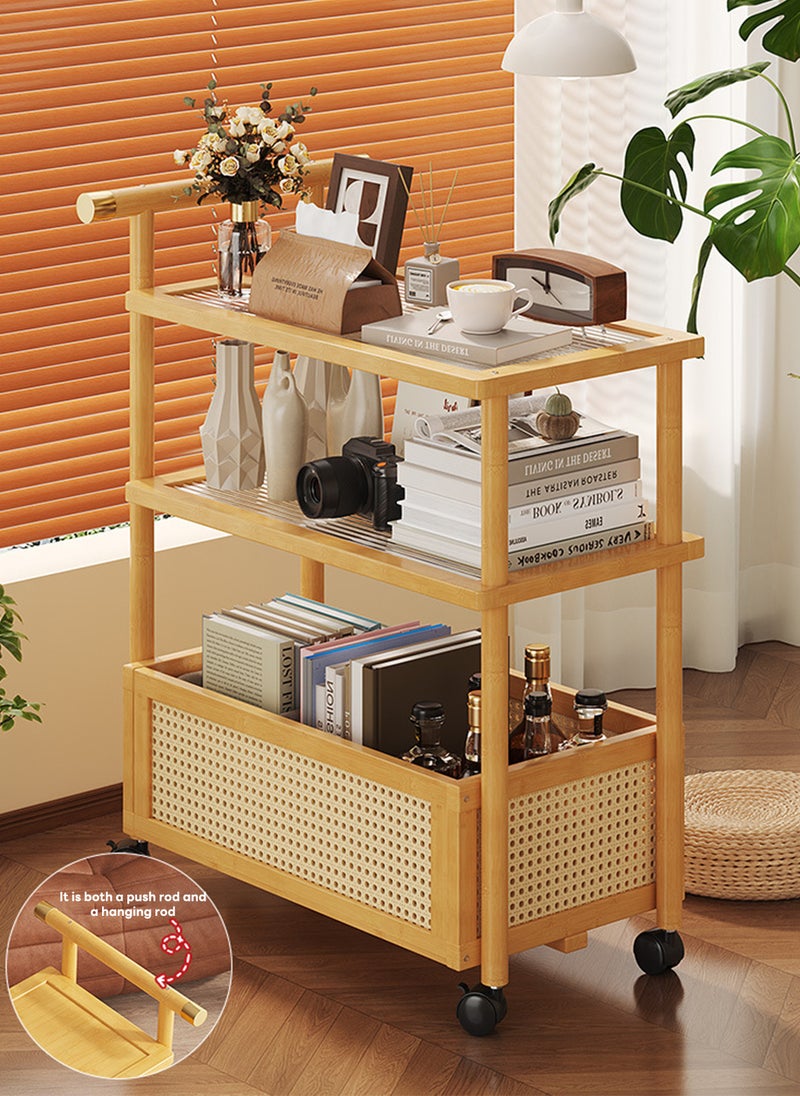 شاربدو طاولة جانبية للأريكة بعجلات، طاولة قهوة لغرفة المعيشة مع رف عربة، خزانة جانبية 30*50*83 سم - Image 2