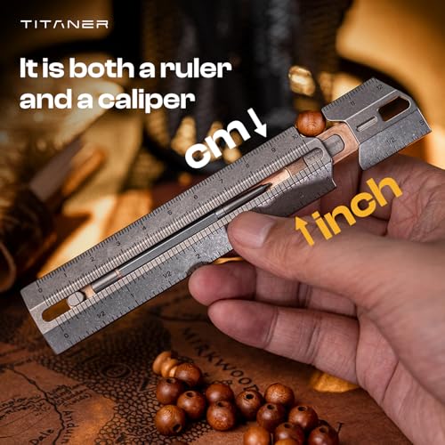Titaner Mix 30 Titanium EDC Versatile Ruler MetricImperial Dual Scale Builtin Mini Pen Slide RuleCompact Pocket SizeRetractable Caliper for DIYEngineerArchitect - Image 3