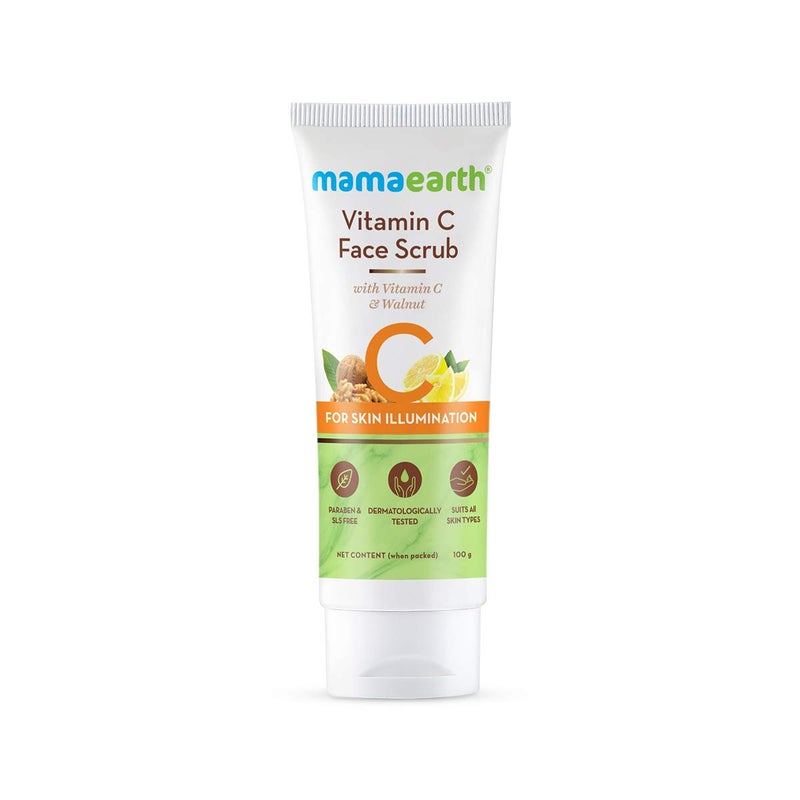 Mamaearth Mamaearth Vitamin C & Walnut Face Scrub for Skin Illumination | Gently Exfoliates & Enhances Skin Tone | Fights Free Radical Damage | Suits All Skin Types | 3.53 Oz/100 g 