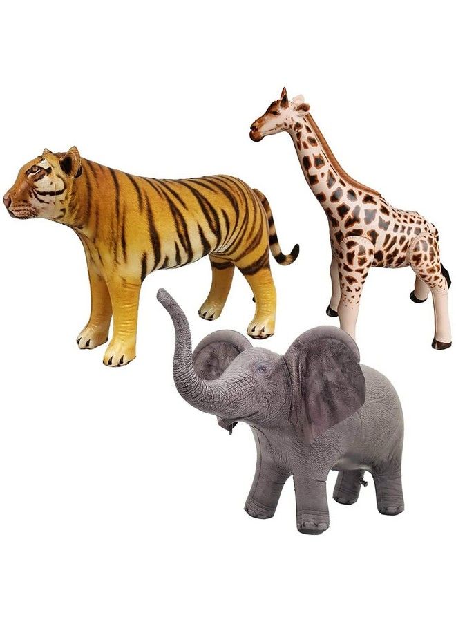 Jet Creations Giraffe Elephant Tiger Air Stuffed Animal 3 Pcs Bundle Multi 36+ Inches Realistic Inflatable Wildlife Jc Get3 - Image 2