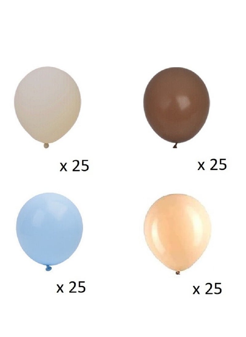 Boxwoods 100 PCS Of Retro Thickened Latex Sand White Beige Brown Blue Balloon For Baby Shower Boy Birthday Party Decoration  - Image 2
