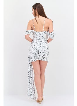 In the style Women Polka Dots Ruched Mini Casual Dress, White  - Image 2
