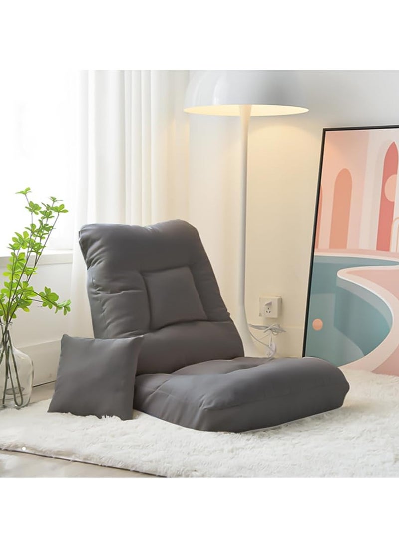 AUTOYSUR Folding floor chairs lazy sofa，5-position adjustable backrest，Used for home office reading watching TV games meditation etc. (Grey)  - Image 2