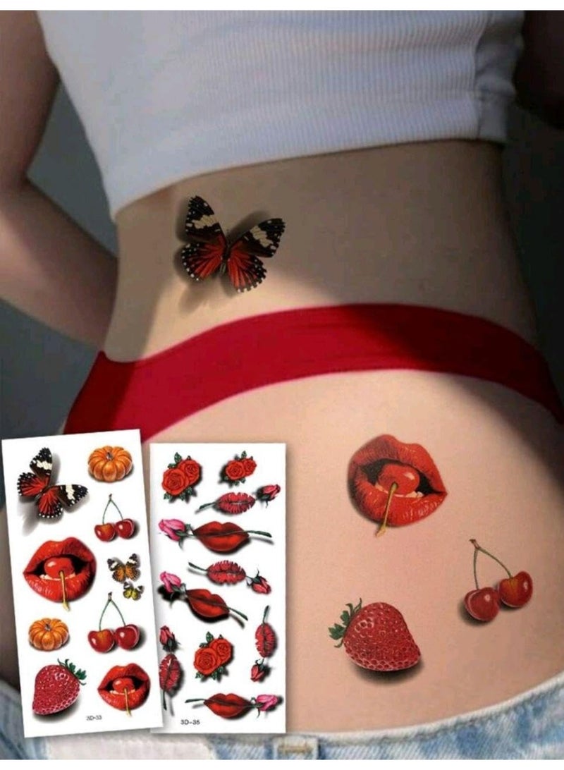 2 Sheets 3D Big Size Body Art Temporary Tattoo Stickers for Women - Image 1