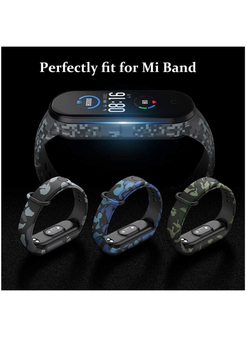 4-Pack Silicone Sports Replacement Strap For Xiaomi Mi Smart Band 7/6/5/4/3 Camouflage Edition Set of 4 Single Color Bands - Image 1
