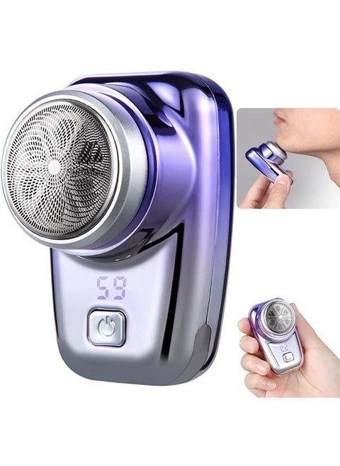 Mini Waterproof Portable Electric Shaver with LED Display, Pocket Size Shaver Wet and Dry Razor for Men, Type C Fast Charging, Professional Shaver for Home, Car, Travel, Shaving, Blue
