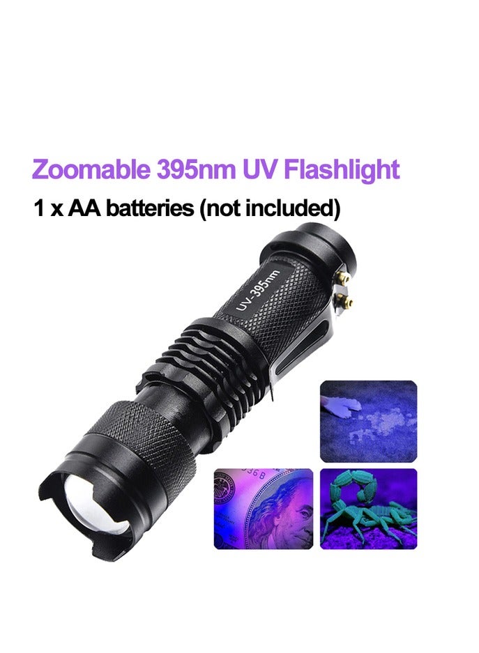 AROAQ Ultraviolet LED Flashlight, Zoomable Portable Flashlight, Multipurpose LED Flashlight Black Light Torch, High Lumens LED Camping Torch for Emergency, Power Outage  - Image 1