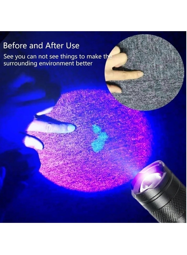 AROAQ Ultraviolet LED Flashlight, Zoomable Portable Flashlight, Multipurpose LED Flashlight Black Light Torch, High Lumens LED Camping Torch for Emergency, Power Outage  - Image 3