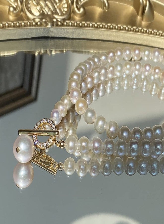 Wiwpar Pearl Necklaces Choker for Women White Pearl Choker Dainty Toggle Clasp Necklace Jewelry Gifts Pearl Pendant Necklace - Image 4