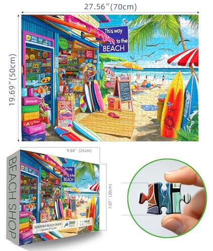 MINIWAN Beach Shop Puzzles for Adults 1000 Pieces Summer Surf Shack Puzzle for Adults Jigsaw Puzzles 1000 Pieces with Letters on Back Hard Impossible Difficult challenging Family Puzzle 275x196 - Image 5