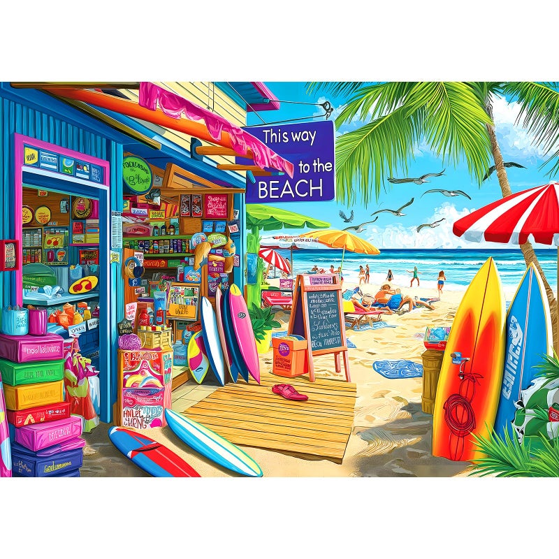 MINIWAN Beach Shop Puzzles for Adults 1000 Pieces Summer Surf Shack Puzzle for Adults Jigsaw Puzzles 1000 Pieces with Letters on Back Hard Impossible Difficult challenging Family Puzzle 275x196 - Image 3