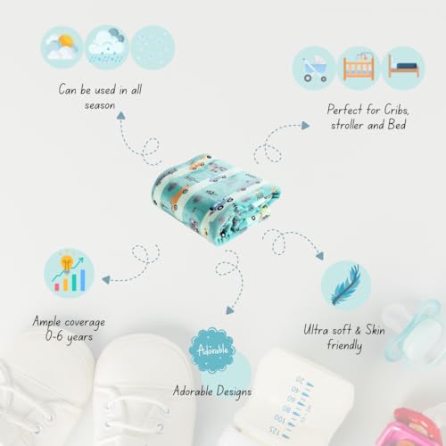 Florida All Season AC Baby Blanket Swaddler Wrapper Flannel Soft and Comfortable for 0-6 Years Babies with Adorable Prints and Designs - Image 5