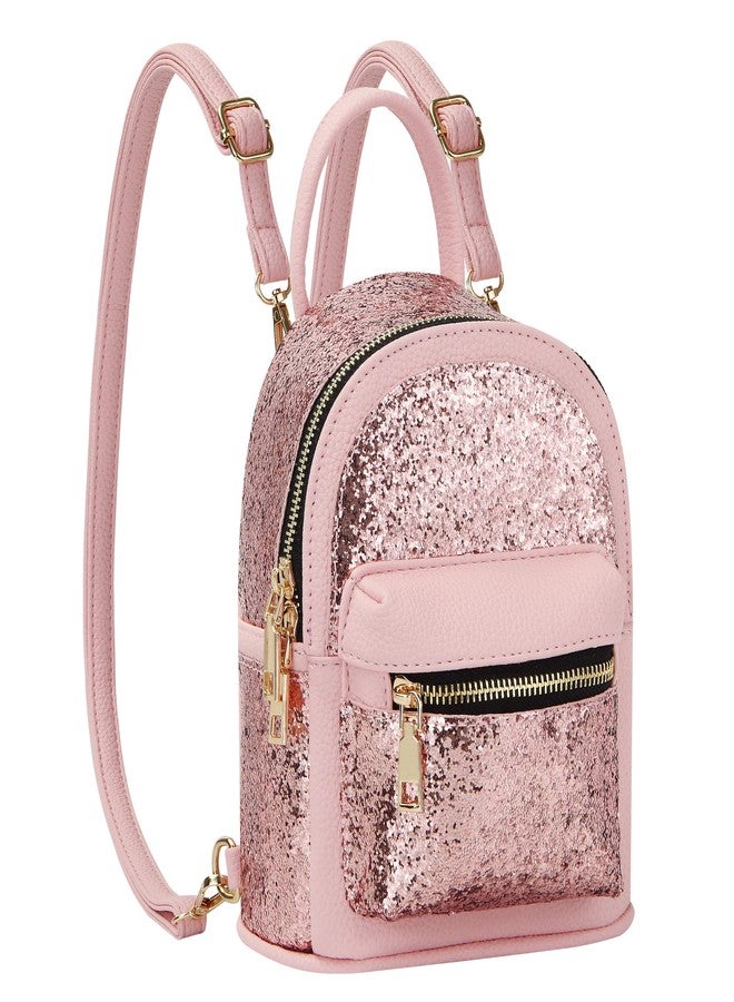 SEALINF Women Girl Bling Mini Backpack Convertible Shoulder Cross Bags Purse (pink) - Image 2