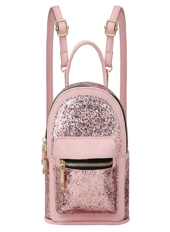 SEALINF Women Girl Bling Mini Backpack Convertible Shoulder Cross Bags Purse (pink) - Image 1