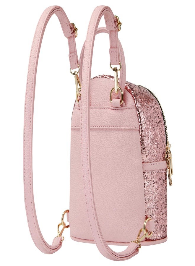 SEALINF Women Girl Bling Mini Backpack Convertible Shoulder Cross Bags Purse (pink) - Image 3