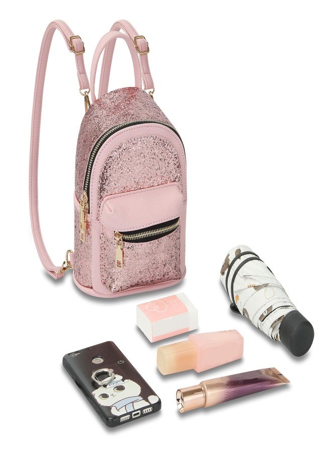 SEALINF Women Girl Bling Mini Backpack Convertible Shoulder Cross Bags Purse (pink) - Image 4