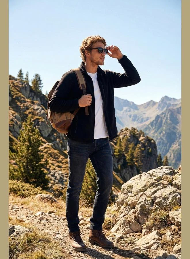 Buratti  Buratti Slim Fit Zippered Pocket Stand Collar Polar Fleece Cardigan Men's CARDIGAN 5906028 for Men | Best Price UAE