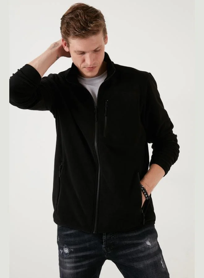 Buratti  Buratti Slim Fit Zippered Pocket Stand Collar Polar Fleece Cardigan Men's CARDIGAN 5906028 for Men | Best Price UAE