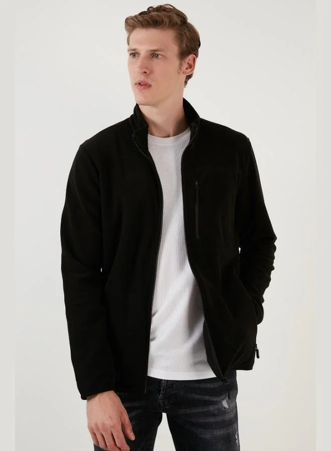 Buratti  Buratti Slim Fit Zippered Pocket Stand Collar Polar Fleece Cardigan Men's CARDIGAN 5906028 for Men | Best Price UAE