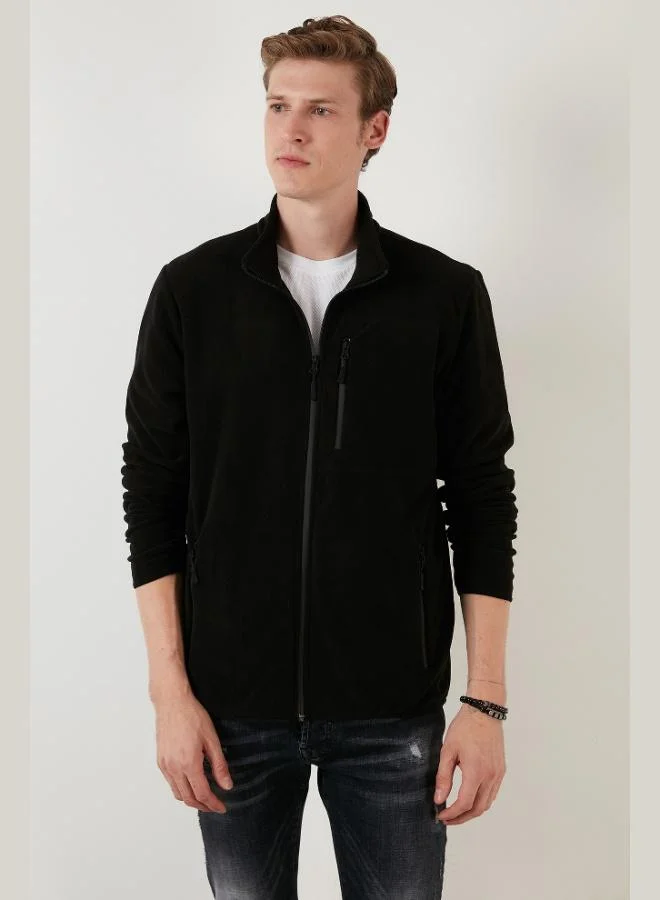 Buratti  Buratti Slim Fit Zippered Pocket Stand Collar Polar Fleece Cardigan Men's CARDIGAN 5906028 for Men | Best Price UAE