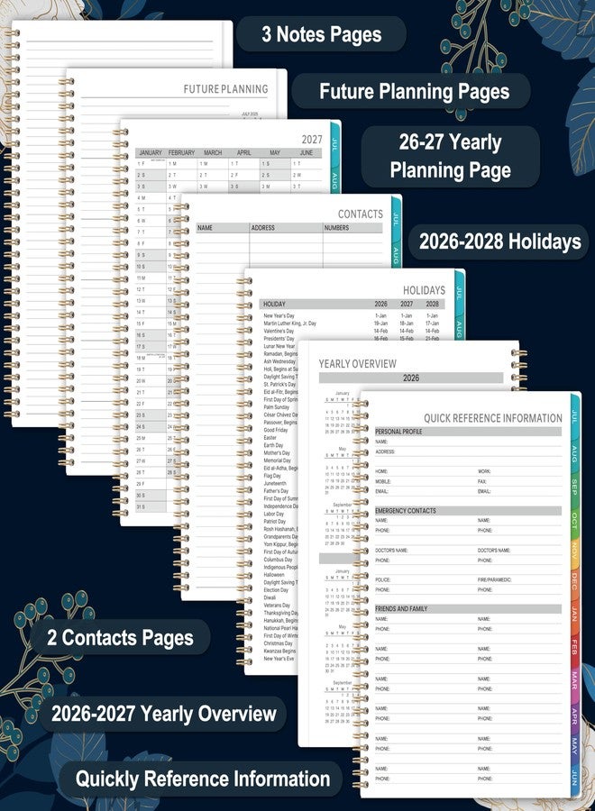 Indeme دفتر مواعيد 2026-2027 - دفتر مواعيد أسبوعي 2026-2027، من يوليو 2026 إلى يونيو 2027، مقاس 9 × 11 بوصة، مُخطط بعلامة تبويب، بفواصل زمنية نصف ساعة (30 دقيقة). - Image 5