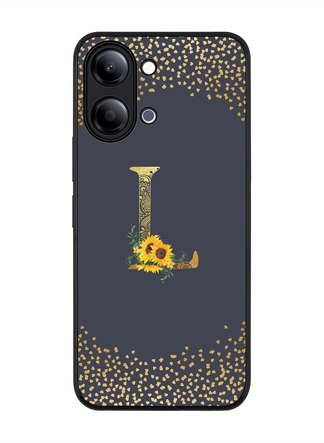 Stylizedd For vivo Y21 / Y11 Case,Slim fit Camera Protection, Shockproof Thin Phone cover  - Custom Floral Monogram - L  (Grey ) - Image 1