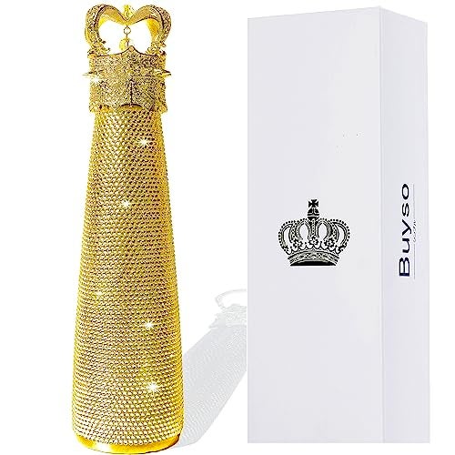 Buyso Gold Bling Water Bottle Rhinestone Gold Rhinestone Diamond Water Bottle Reusable Insulated Stainless Steel Bling Premium Aesthetic Gift - Image 1