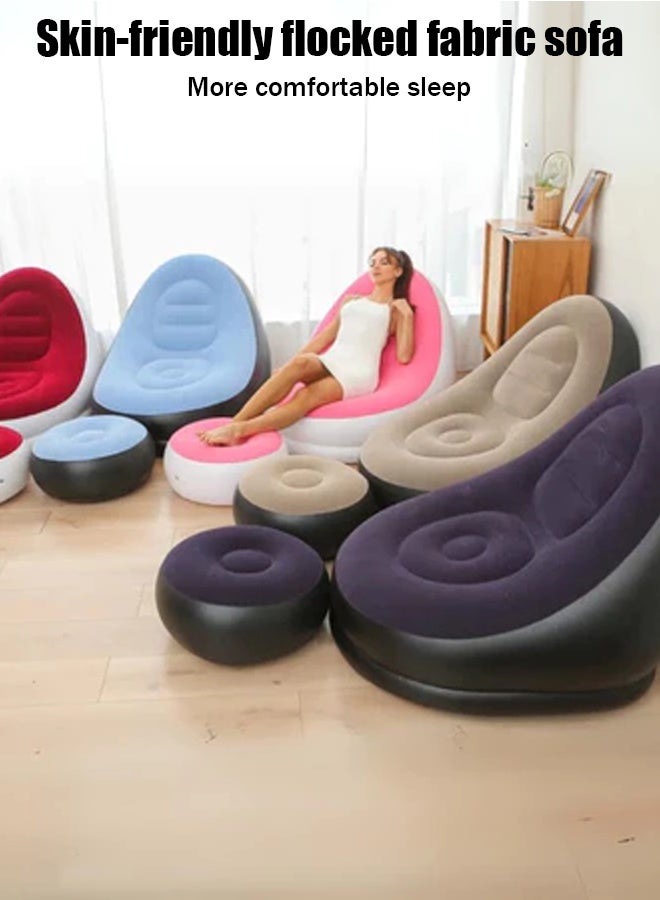 Generic 2-piece inflatable lazy sofa  foldable lounge chair outdoor sofa bed with footrests  camping air sofa  adult midday rest lounge chair  - Image 5