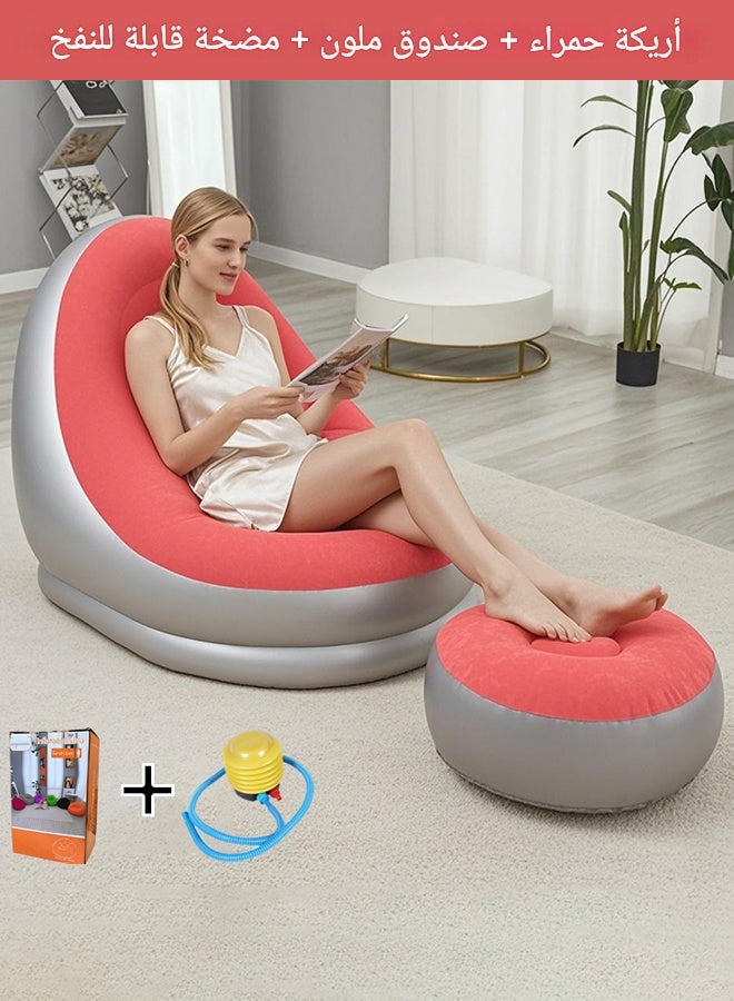 2-piece inflatable lazy sofa  foldable lounge chair outdoor sofa bed with footrests  camping air sofa  adult midday rest lounge chair - Image 1