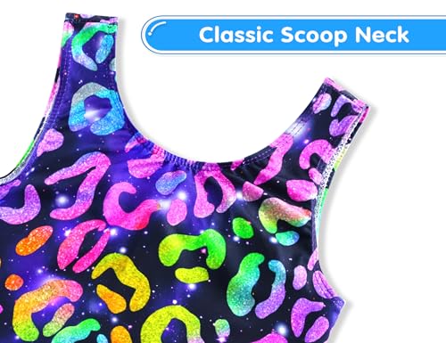 Nokecina Girls Gymnastics Leotards Size 6-7 Years Old Tumbling Outfits Black Color Leopard Dance Biketards with Shorts - Image 3