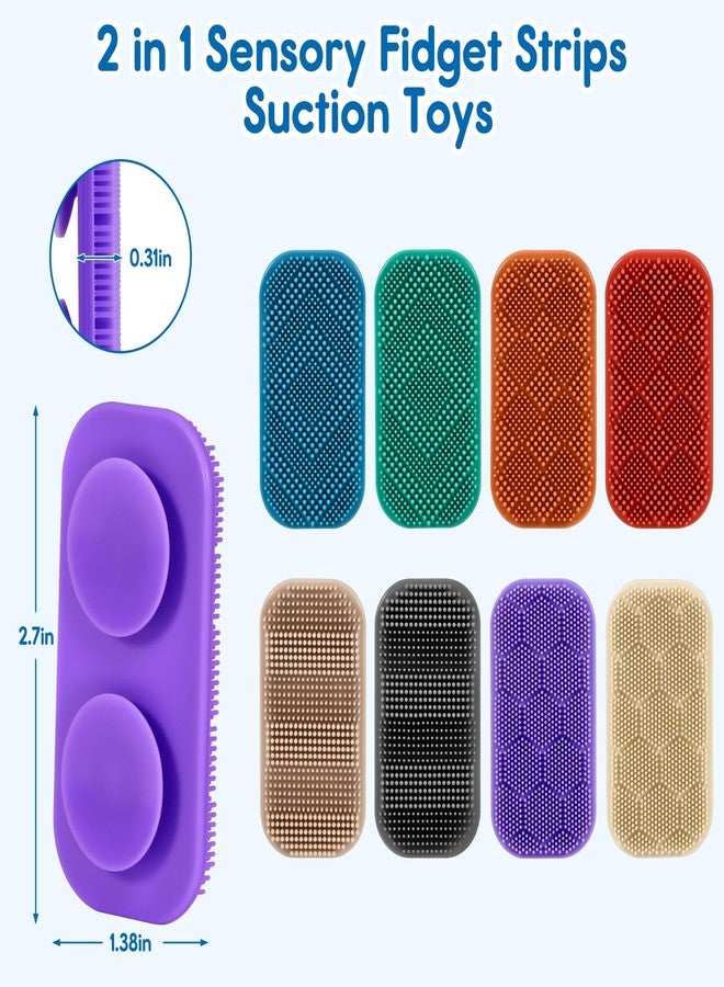 idooss Silicone Fidget Strips for Kids & Adults with ADHD, Autism & Anxiety, Texture Relief Fidget Toys with Suction Cups for Kids Over 3 Years - Image 2