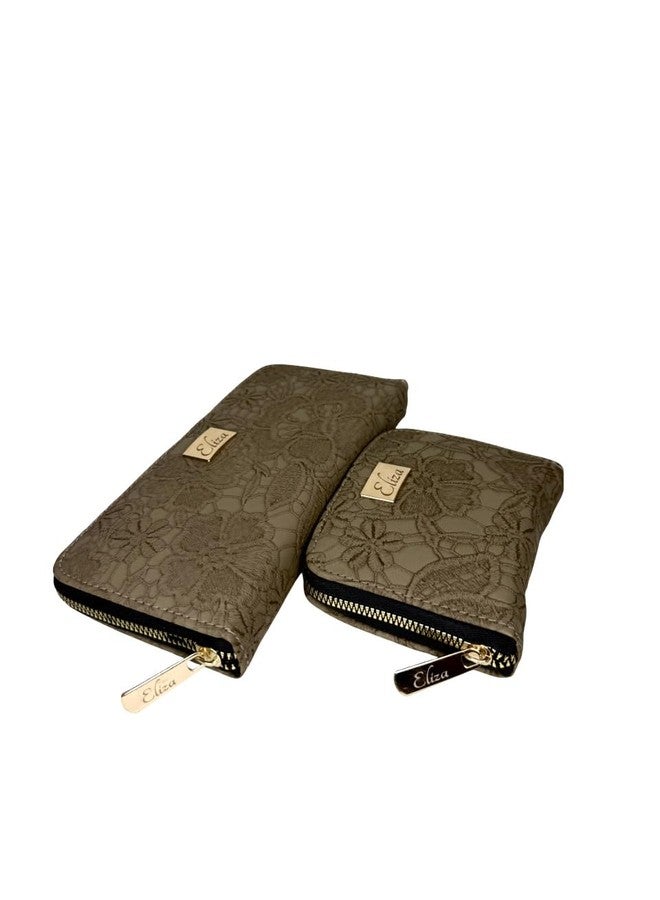 Eliza Light Taupe -Toned Floral Pattern Wallets & Clutches Collection, Light Taupe - Image 1
