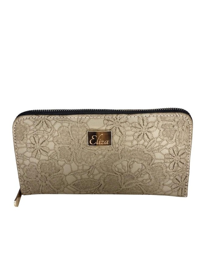 Eliza Light Taupe -Toned Floral Pattern Wallets & Clutches Collection, Light Taupe - Image 4
