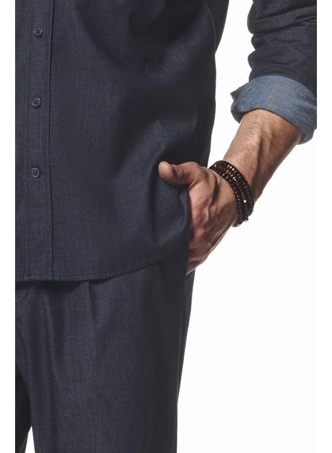 Soft Textured Light Denim Pants.