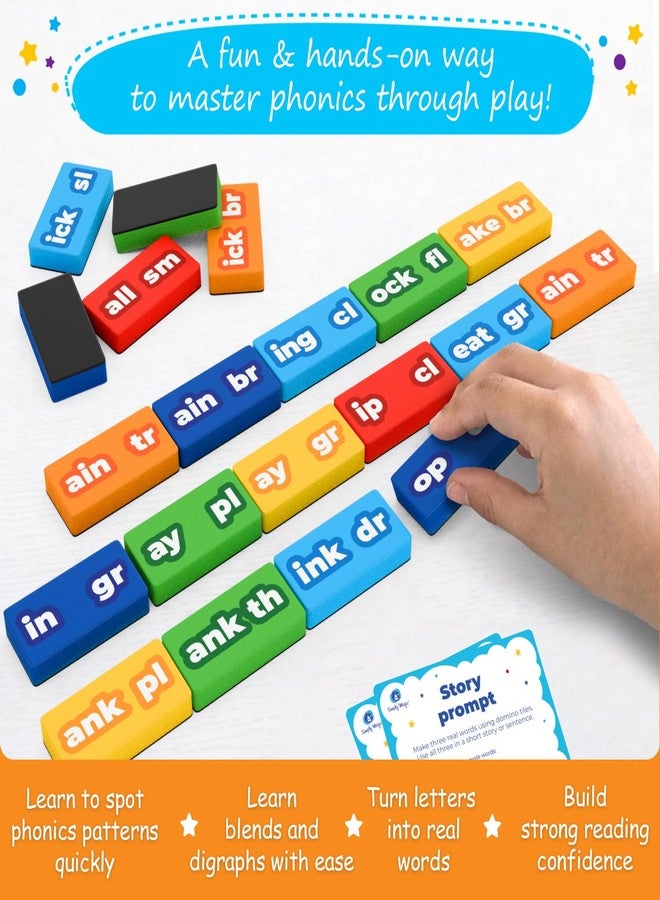 Simply Magic 122 PCS Magnetic Phonics Dominoes - Blends and Digraphs, Phonics Games for Kids, Phonics Manipulatives, Phonics Magnetic Letter Tiles, Literacy Manipulatives, Classroom Manipulatives - Image 4