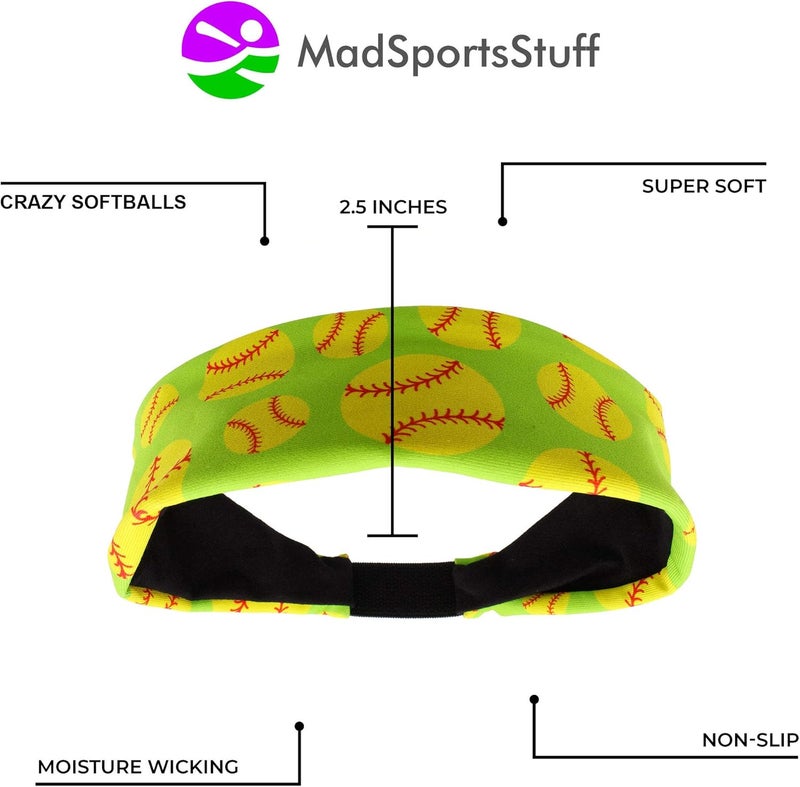 MadSportsStuff Crazy Softball Headband with Softball Logos - Image 4