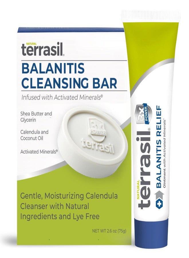 terrasil Balanitis Relief + Cleansing Soap 2-Product Kit - Balanitis Treatment for Men, Natural Foreskin Ointment for Symptoms of Itch & Irritation. Dermatologist Tested (14g Tube + Soap Bar) - Image 1