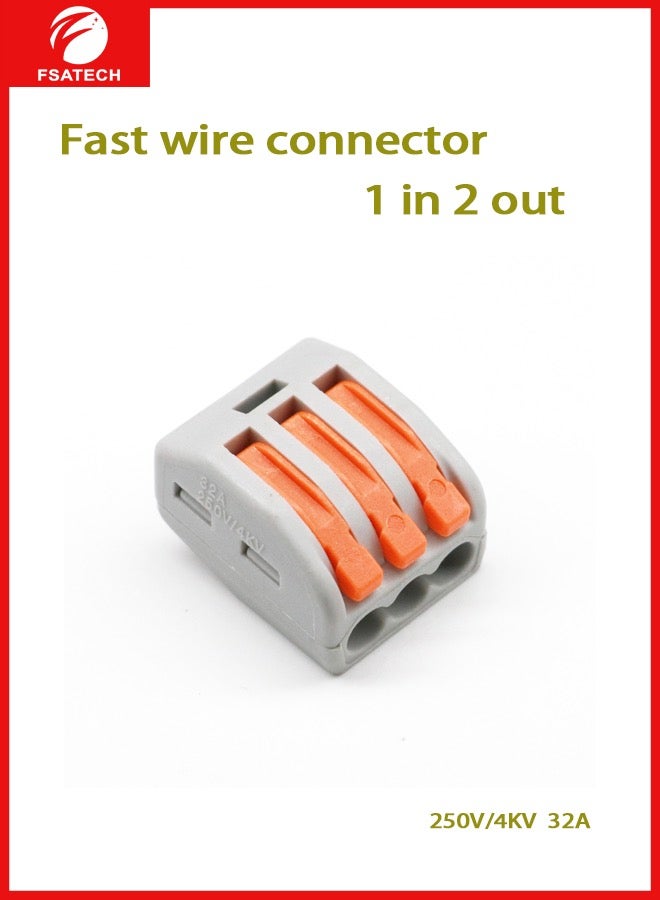 FSATECH 10 PCS Pluggable wire solderless connector splitter wiring monochrome quick terminal 1 in 2 out - Image 1