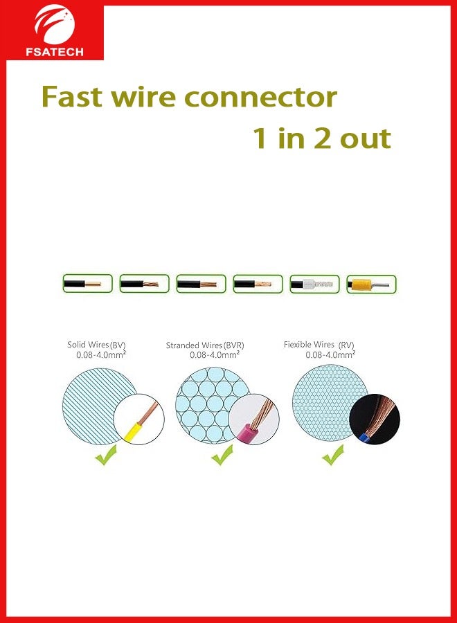 FSATECH 10 PCS Pluggable wire solderless connector splitter wiring monochrome quick terminal 1 in 2 out - Image 2