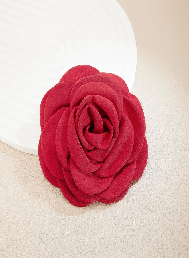YOQUCOL 5" Large Red Flower Brooch Pin and Hairpin Dual-Use for Women Clothes Accessory - Image 5