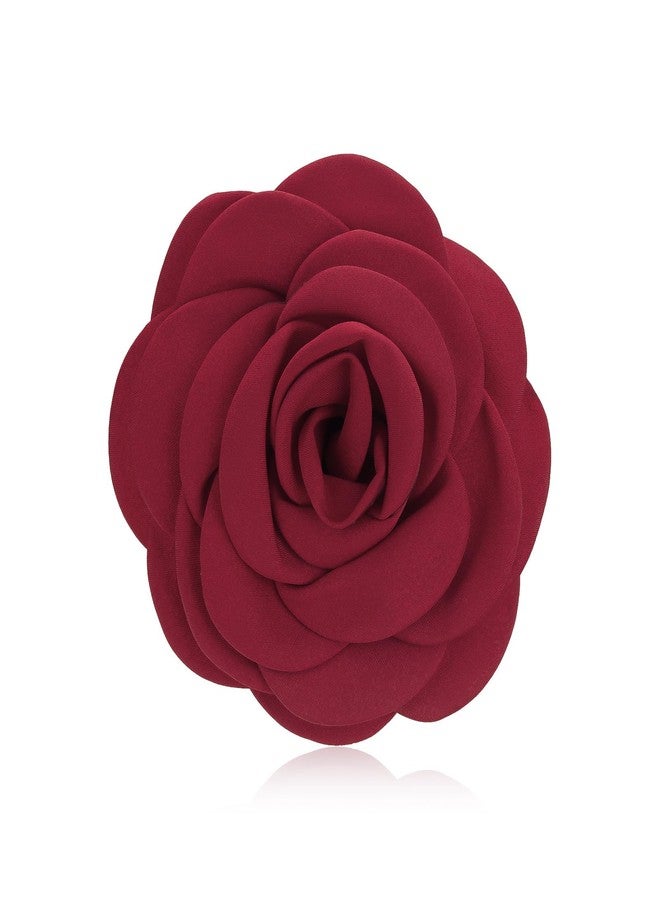 YOQUCOL 5" Large Red Flower Brooch Pin and Hairpin Dual-Use for Women Clothes Accessory - Image 1