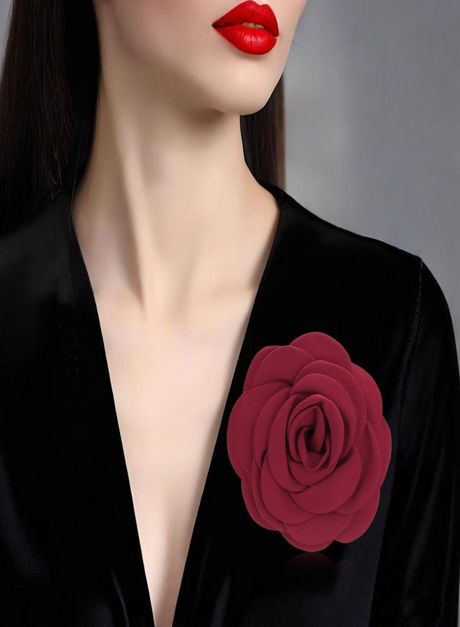 YOQUCOL 5" Large Red Flower Brooch Pin and Hairpin Dual-Use for Women Clothes Accessory - Image 2