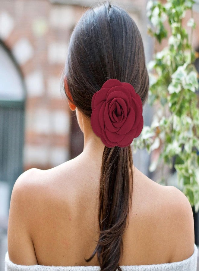 YOQUCOL 5" Large Red Flower Brooch Pin and Hairpin Dual-Use for Women Clothes Accessory - Image 3