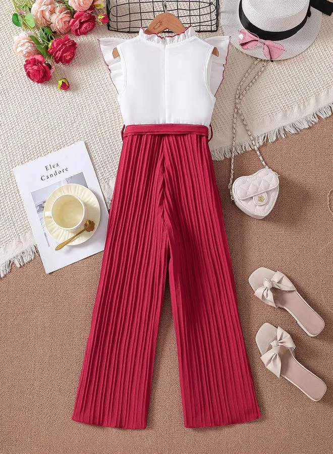 Take Two Take Two Color Block Bow Detail Wide Leg Jumpsuit