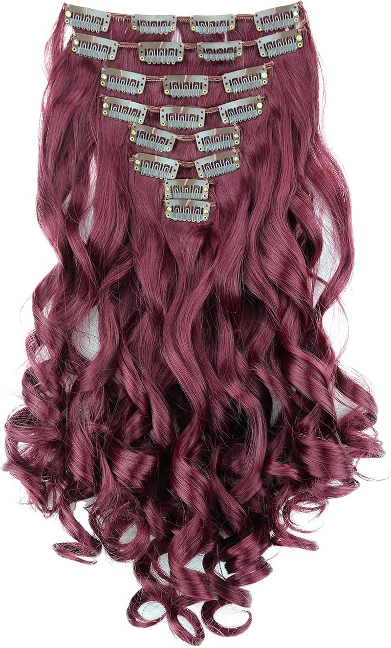 CAISHA XL 18 7 Pieces Set CLIP IN EXTENSIONS Hairpiece Wavy Wine Red CE271