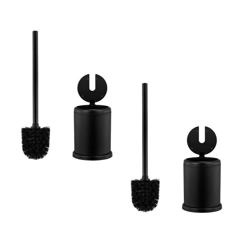ToiletTree Products Deluxe Toilet Brush with Lid  Black 2 Pack