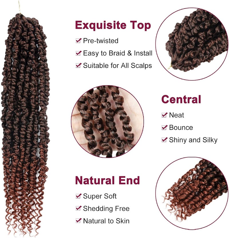 NAYOO Passion Twist Hair - 8 Packs 18 Inch Passion Twist Crochet Hair For Black Women, Crochet Pretwisted Curly Hair Passion Twists Synthetic Braiding Hair Extensions (18 Inch 8 Packs, T350) - Image 3