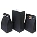 Futurelife Medium Party Favor Bag 50 pcs Food Safe Paper and Ink Natural Biodegradable Vivid Colored SelfStand Buffet Bags Bottom Square Paper Treat Bag with 60 pcs Stickers 15 inch Black - Image 1