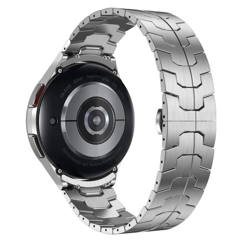 erorex For Samsung Galaxy Watch 4 Classic 42 / 46Mm Lron  Curved Connection Stainless Steel Watch Band(Silver) - Image 2